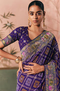 Blue Bandhej Khadi Georgette Saree – Designer Weaving & Festive Style LF