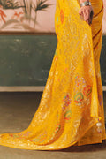 Mustard Festive Indian Bandhej Saree with Zari Weave – Khadi Georgette Collection LF