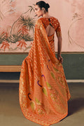 Orange Designer Khadi Georgette Bandhej Saree with Rich Weaving Work & Tassel Pallu LF