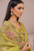 Mustard Organza Saree with Detailed Mirror Work & Floral Blouse LF