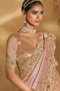 Royal Golden Silk Saree with Handcrafted Embroidery LF