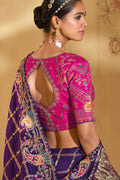 Bridal-Inspired Purple Embroidered Silk Saree LF