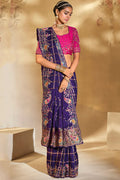 Bridal-Inspired Purple Embroidered Silk Saree LF