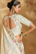 Cream Embroidered Silk Saree – Wedding & Festive Wear UK LF