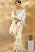 Cream Embroidered Silk Saree – Wedding & Festive Wear UK LF