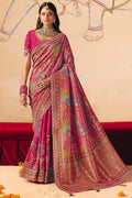 Premium Rani Pink Banarasi Festive Saree UK | Rich Woven Zari & Designer Pallu LF