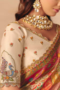 Cream Designer Dola silk Saree UK | Festive Wedding Wear with Zari Work LF
