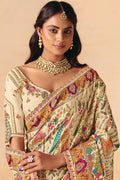 Cream Dola silk Festive Saree UK | Rich Woven Zari & Designer Pallu LF
