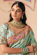 Pista Green Ethnic Dola silk Saree UK | Wedding & Festive Collection LF