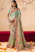 Pista Green Ethnic Dola silk Saree UK | Wedding & Festive Collection LF