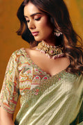 Pista Green Saree UK | Traditional Embroidery Border & Occasion Wear LF