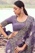 Elegant Purple Embroidered Saree for Weddings & Special Occasions LF
