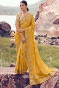 Designer Yellow Saree – Handcrafted Embroidered Detailing LF