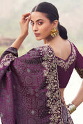 Wine Embroidered Saree – Elegant Party & Wedding Wear LF