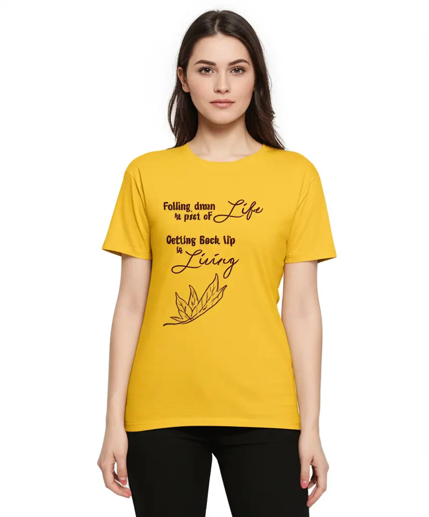 Life And Living - Graphic T-Shirt – 100% Cotton - Sunflower Yellow & White Variants Offbeat