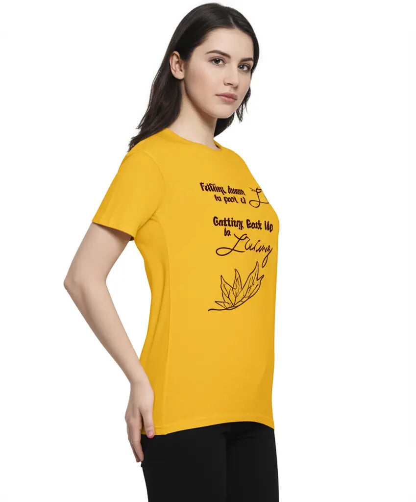 Life And Living - Graphic T-Shirt – 100% Cotton - Sunflower Yellow & White Variants Offbeat
