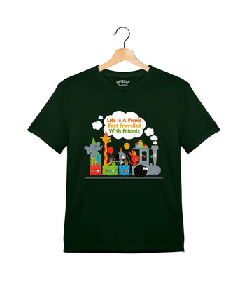 "Life is a Picnic Best" - Kids Unisex T-Shirt – Premium Round Neck - Bottle Green - 100% Cotton Offbeat