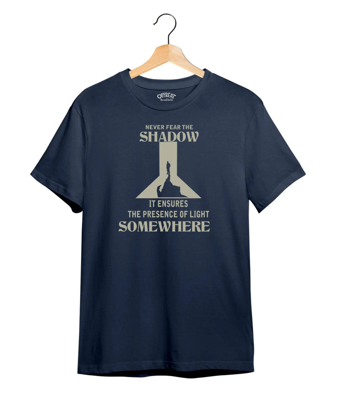 "Light Somewhere" Printed T-Shirt – Premium Round Neck - Navy Blue and White - 100% Cotton Offbeat