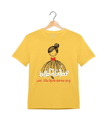 "Little Sparkle" - Kids Unisex T-Shirt – Premium Round Neck - Minion Yellow - 100% Cotton Offbeat