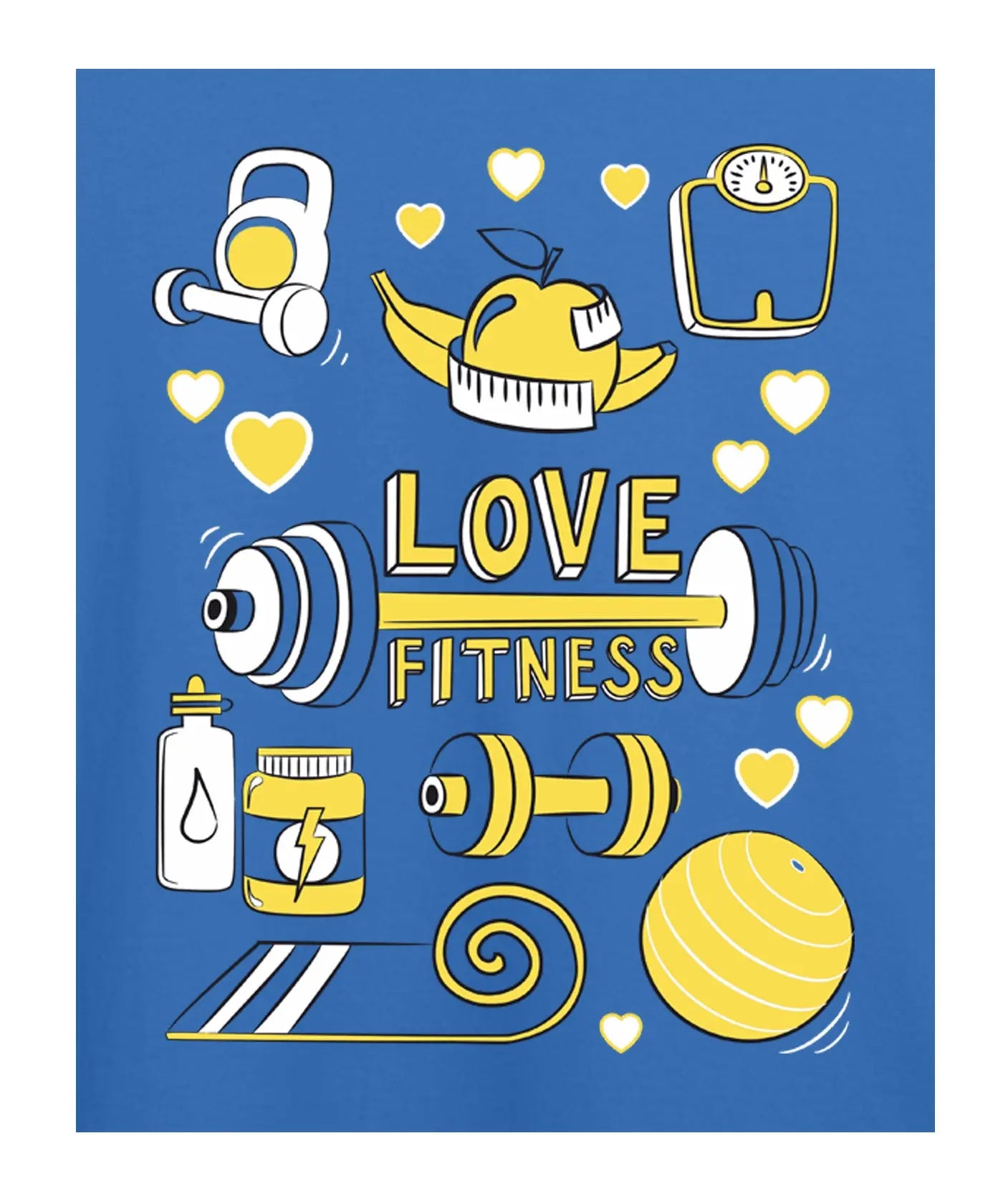 "Love Fitness" - Juniors Unisex T-Shirt –  Premium Round Neck - Electric Blue - 100% Cotton Offbeat