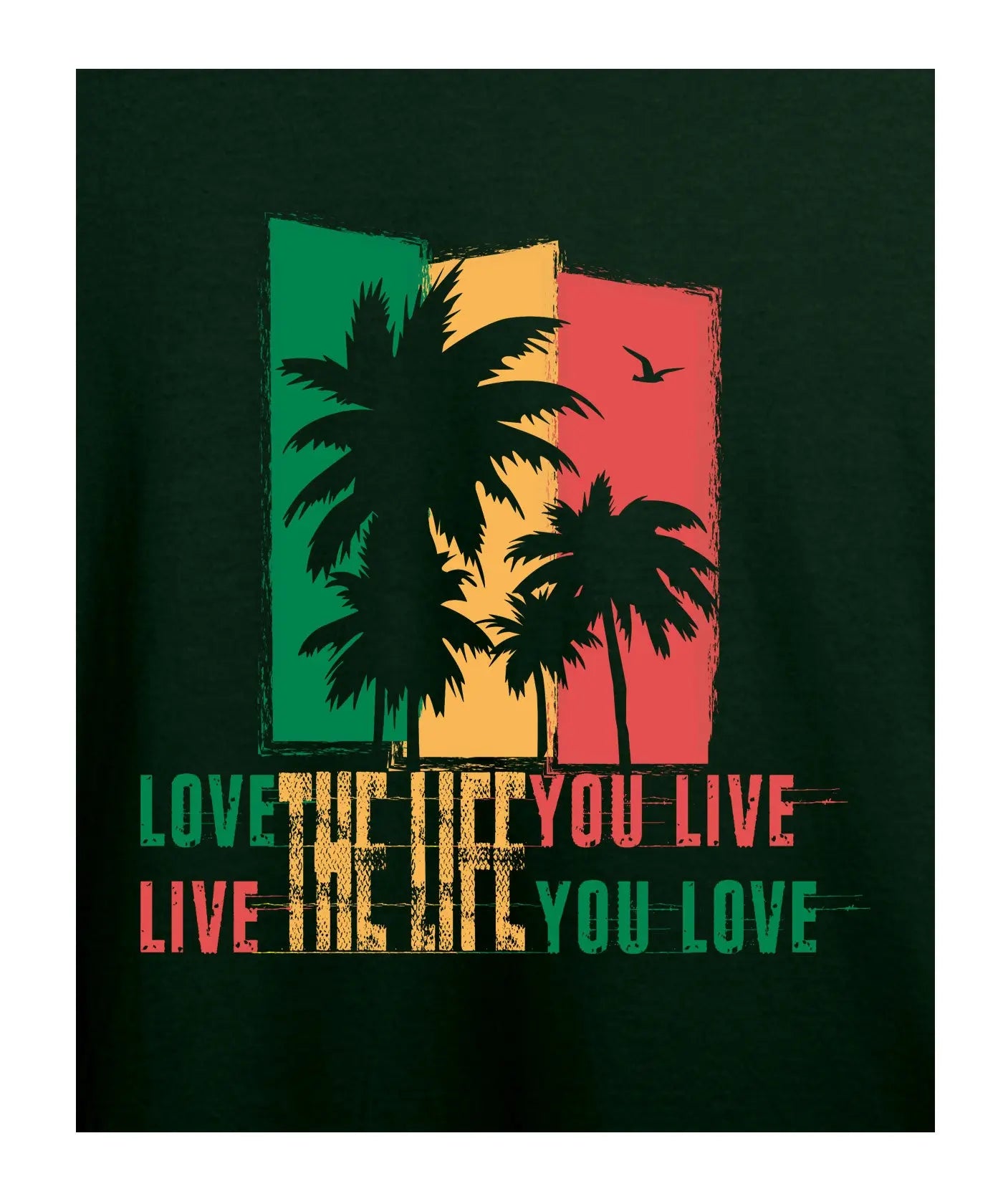 "Love Life" Printed T-Shirt – Premium Round Neck - Bottle Green - 100% Cotton Offbeat
