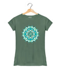 Mandala Yoga - Women’s T-Shirt –  Premium Round Neck - Basil Green - 100% Cotton Offbeat