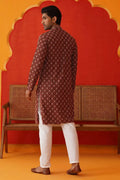 Maroon Viscose rayon Embroidered Designer Kurta Pajama Set - Traditional Wear VA