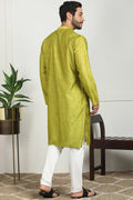 Mehendi Green Jacquard Kurta for Men – Festive & Formal Wear KSF