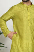 Mehendi Green Jacquard Kurta for Men – Festive & Formal Wear KSF