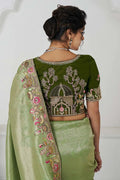 Mehendi Green Saree with Multi-Thread & Sequin Embroidery – Perfect for Weddings KSR
