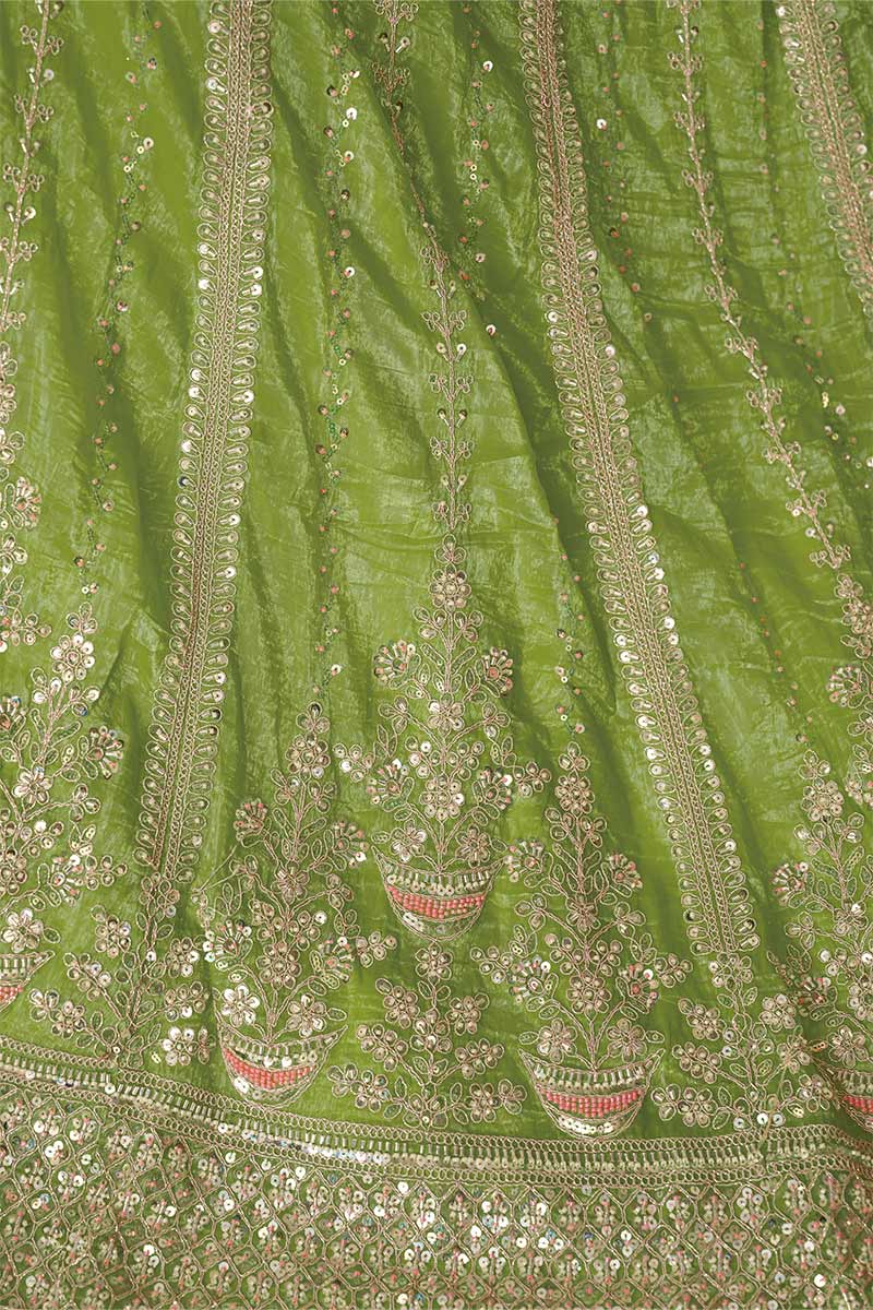 Mehendi Lehenga for Brides – Indian Lehenga with Sequins & Cut Dana Work KSR
