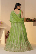 Mehendi Lehenga for Brides – Indian Lehenga with Sequins & Cut Dana Work KSR