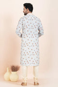 Multi Color & White Cotton Printed Kurta Pajama Set | Wedding Wear RTI