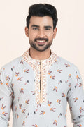 Multi Color & White Cotton Printed Kurta Pajama Set | Wedding Wear RTI