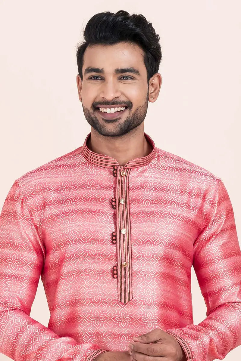 Multi-color & White Cotton Jacquard Printed Kurta Pajama Set - Traditional Wear RTI