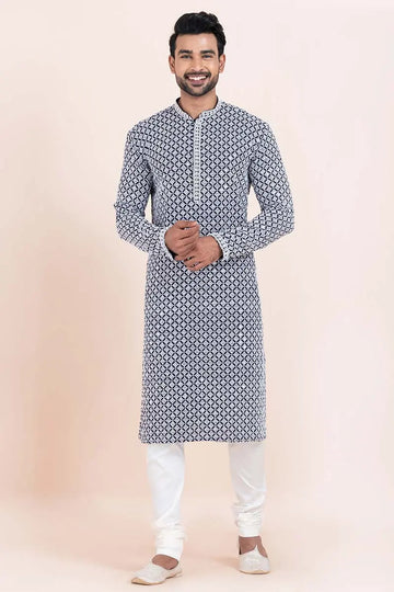 Multi-color & White Rayon Printed Kurta Pajama Set - Traditional Wear RTI