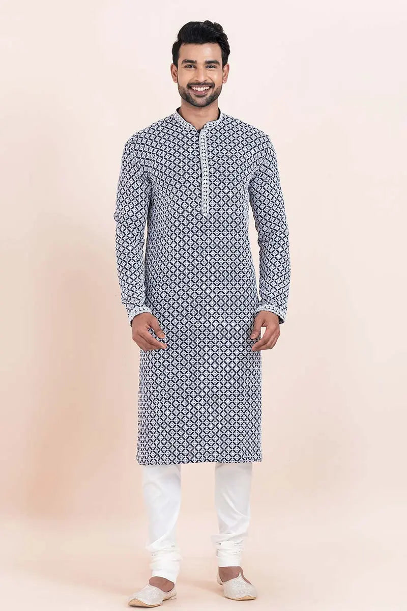 Multi-color & White Rayon Printed Kurta Pajama Set - Traditional Wear RTI