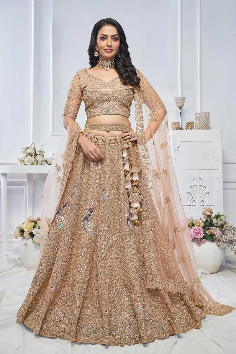 Mustard Heavy Embroidered Bridal Lehenga with Mirror & Zari Detailing KSR