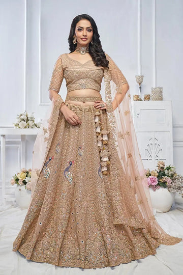Mustard Heavy Embroidered Bridal Lehenga with Mirror & Zari Detailing KSR