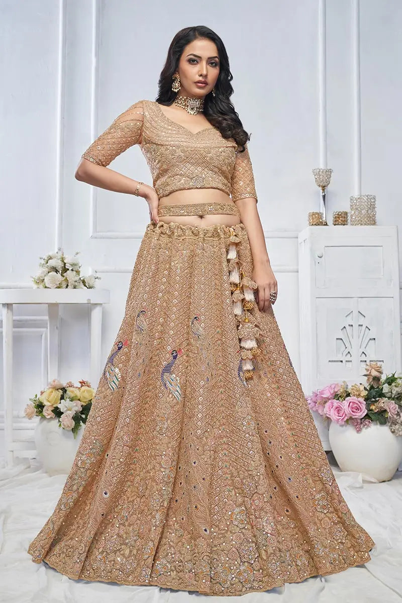 Mustard Heavy Embroidered Bridal Lehenga with Mirror & Zari Detailing KSR