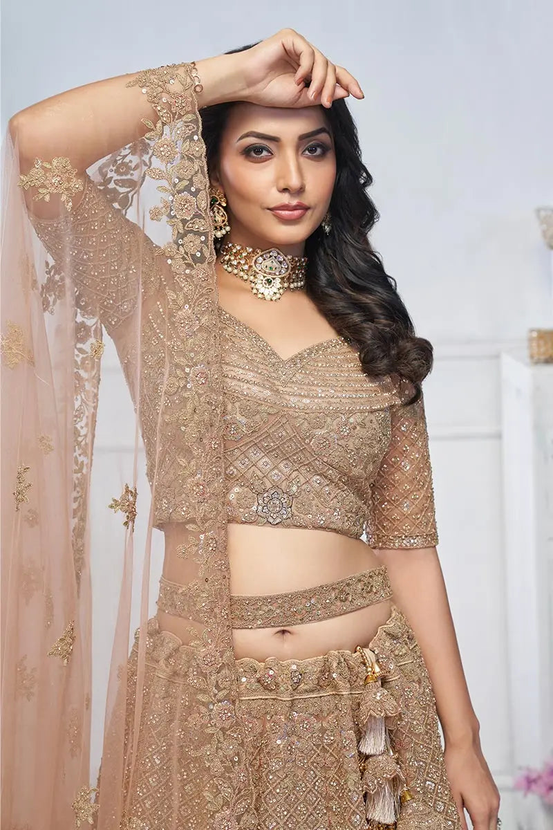 Mustard Heavy Embroidered Bridal Lehenga with Mirror & Zari Detailing KSR