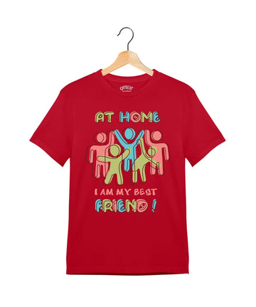 " My Best Friend" - Juniors Unisex T-Shirt –  Premium Round Neck - Red - 100% Cotton Offbeat