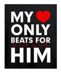 My Heart Only Beats For Him - Women’s T-Shirt –  Premium Round Neck - Black - 100% Cotton Offbeat