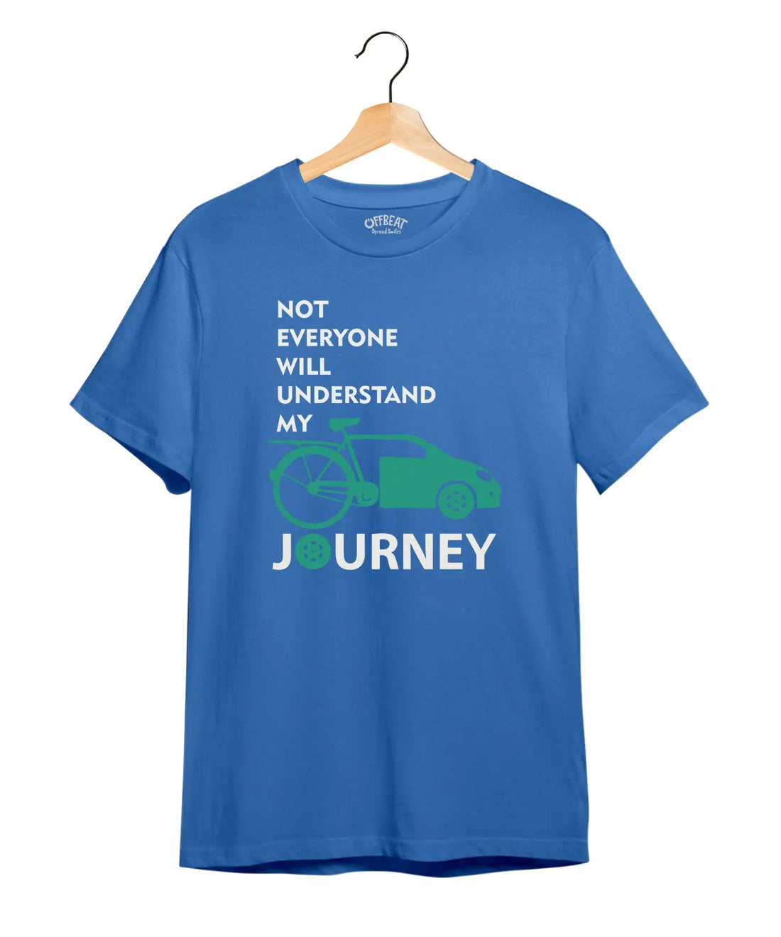 "My Journey" Printed T-Shirt – Premium Round Neck - Electric Blue - 100% Cotton Offbeat