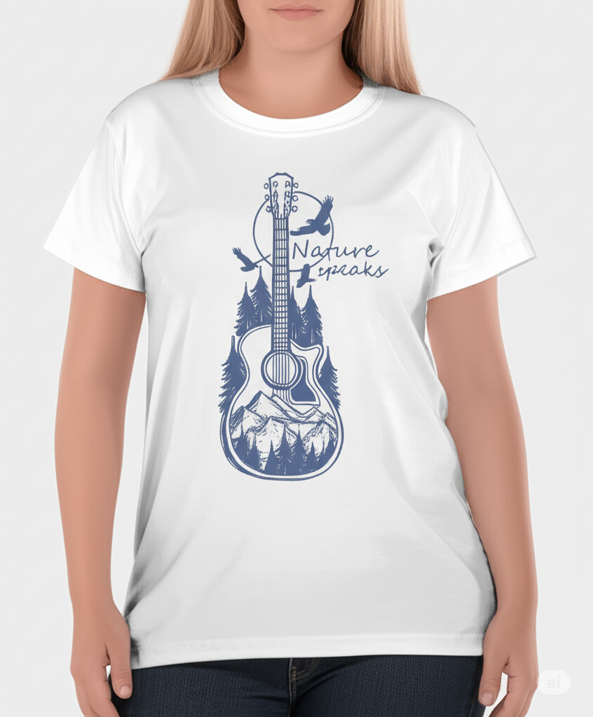 Women Nature’s Rhythm Graphic T-Shirt – Maroon & White 100% Cotton Casual Tee Offbeat