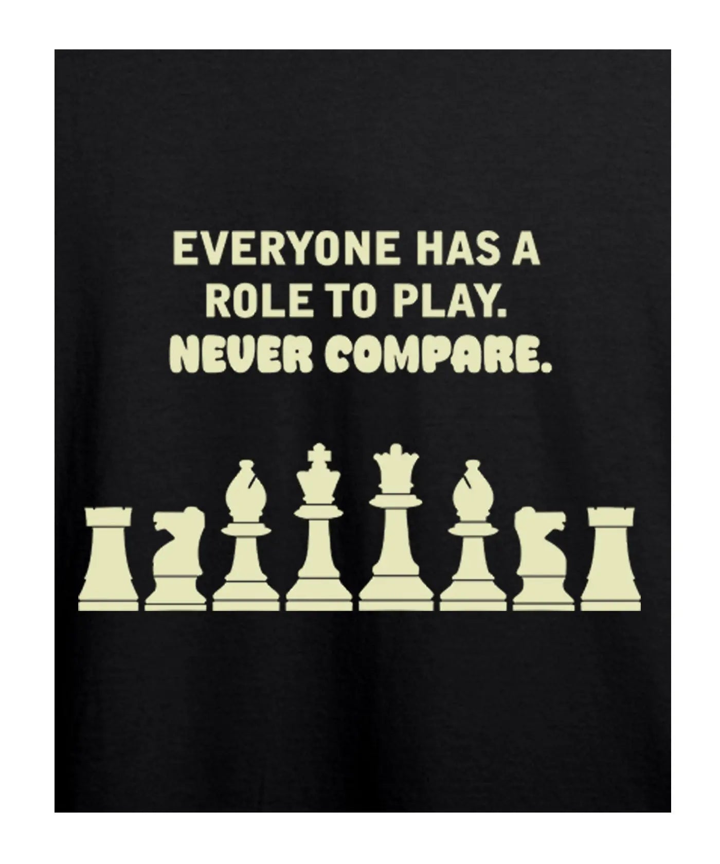 "Never Compare" Printed T-Shirt – Premium Round Neck - Black and Sunflower Yellow - 100% Cotton Offbeat