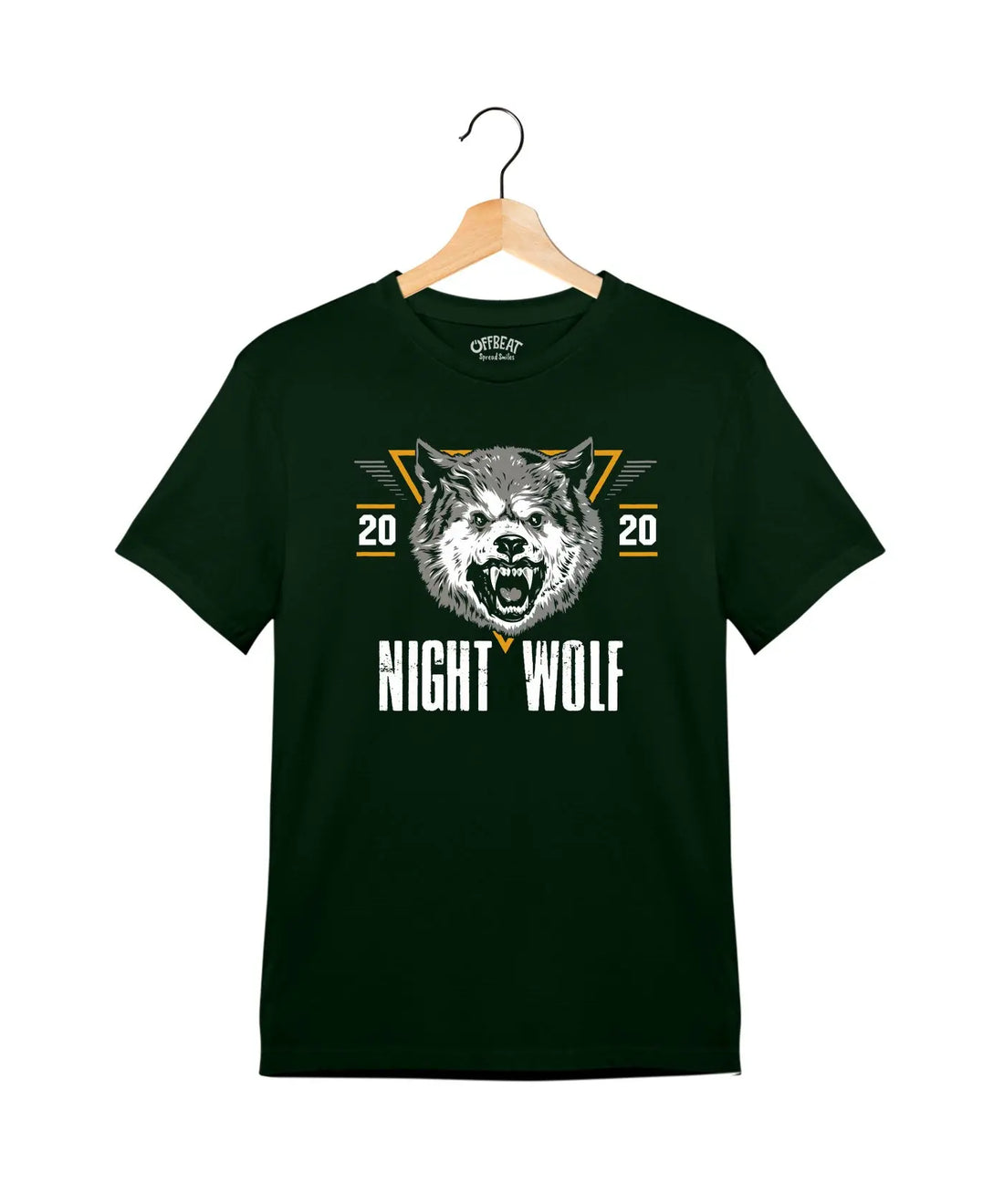 "Night Wolf" - Juniors Unisex T-Shirt –  Premium Round Neck -Bottle Green - 100% Cotton Offbeat
