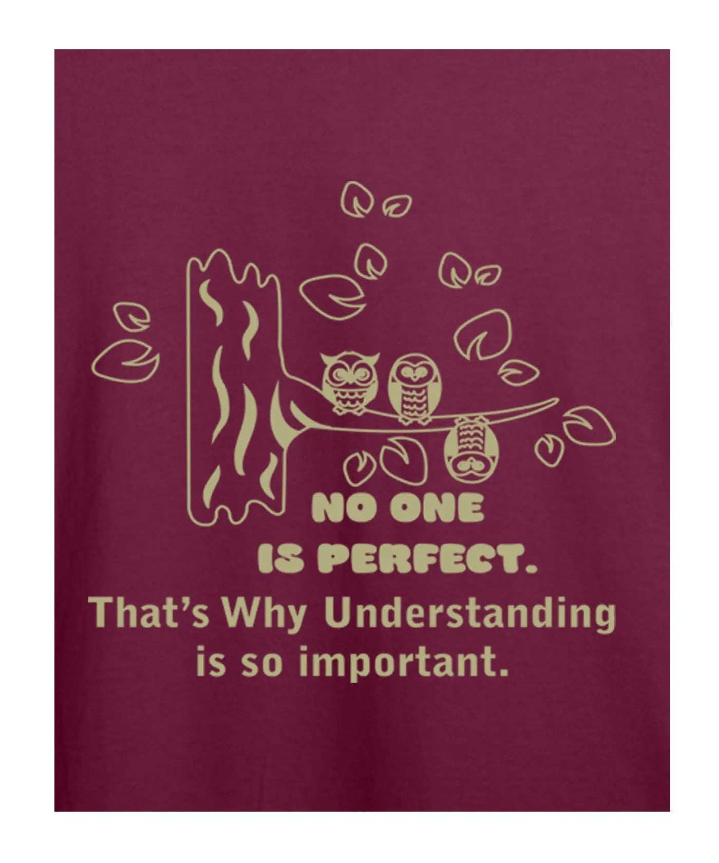 "No One Is Perfect" Printed T-Shirt – Premium Round Neck - Sunflower Yellow and Maroon - 100% Cotton Offbeat