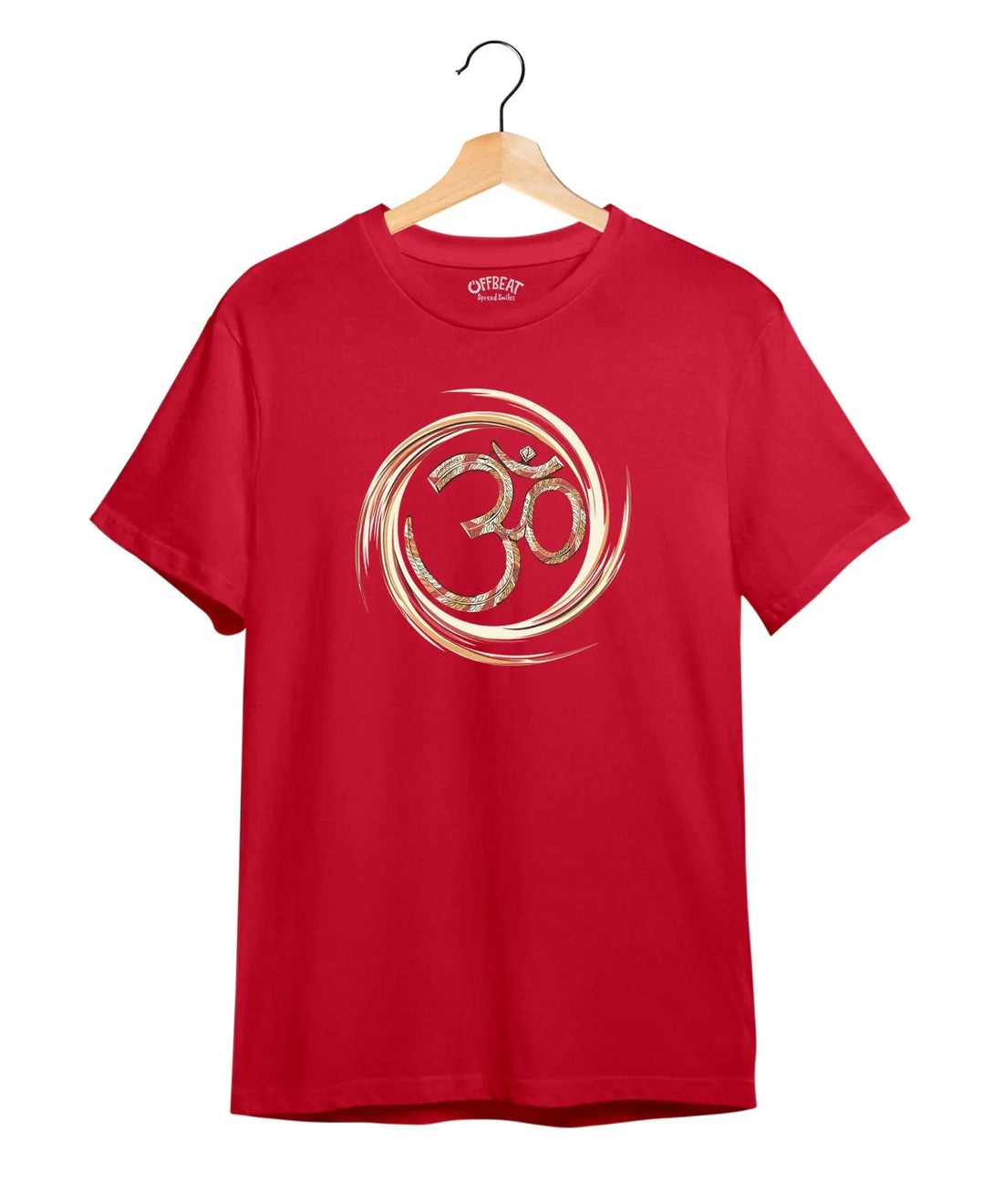 "Om Art" Printed T-Shirt – Premium Round Neck - Red and Bottle Green - 100% Cotton Offbeat