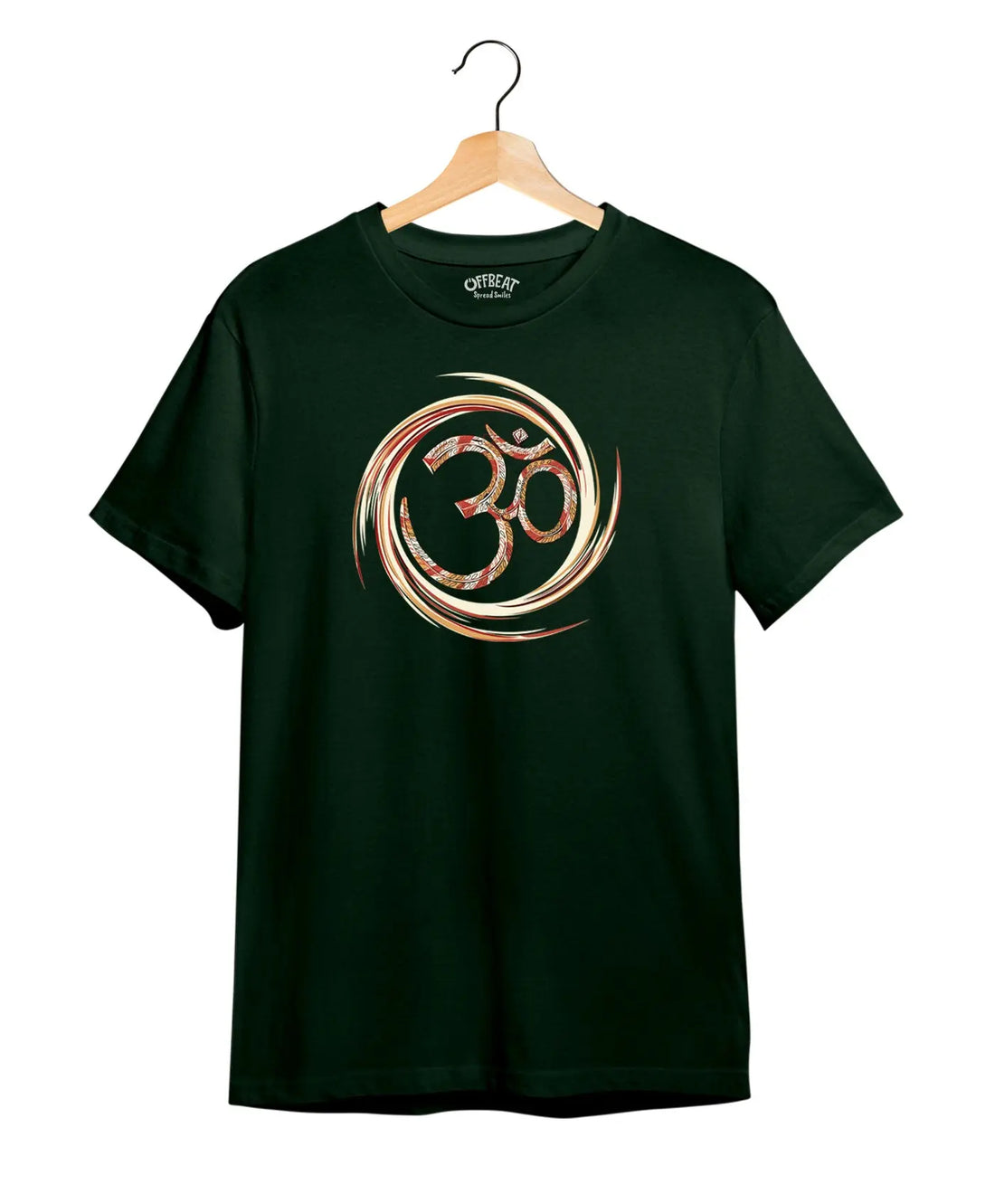 "Om Art" Printed T-Shirt – Premium Round Neck - Red and Bottle Green - 100% Cotton Offbeat